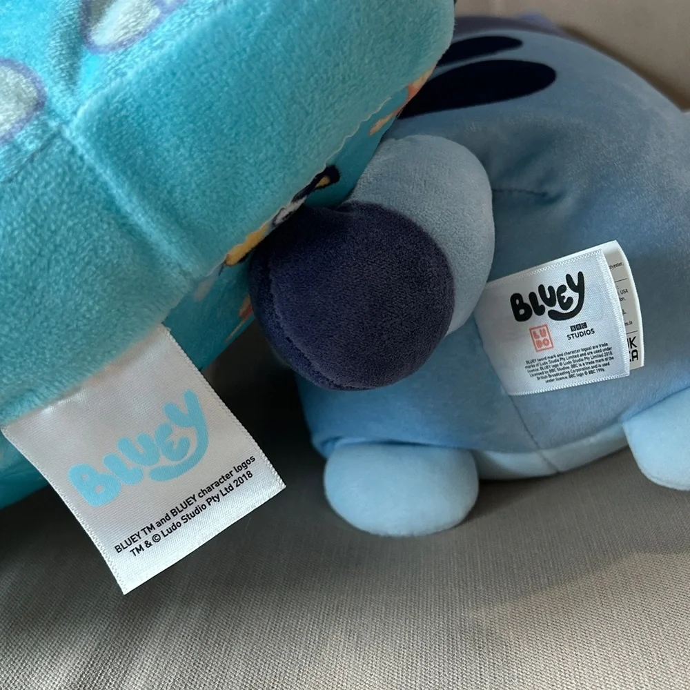 2-Piece Set Bluey Pillow and Plush Bundle -soft Kids toys. Blue and White.
